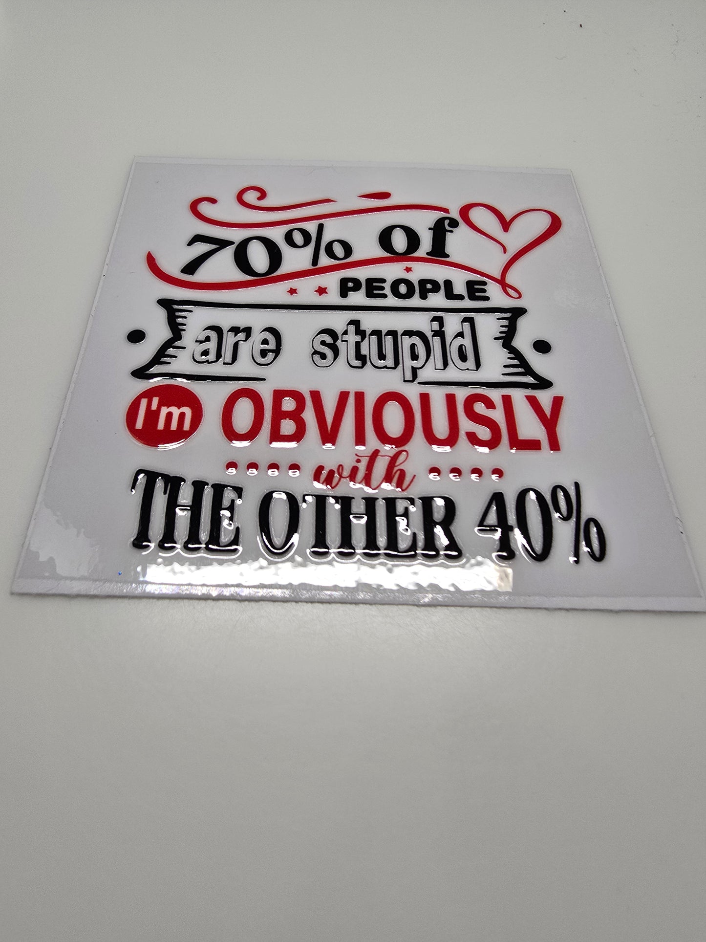 70% of people are stupid, I'm the other 40%