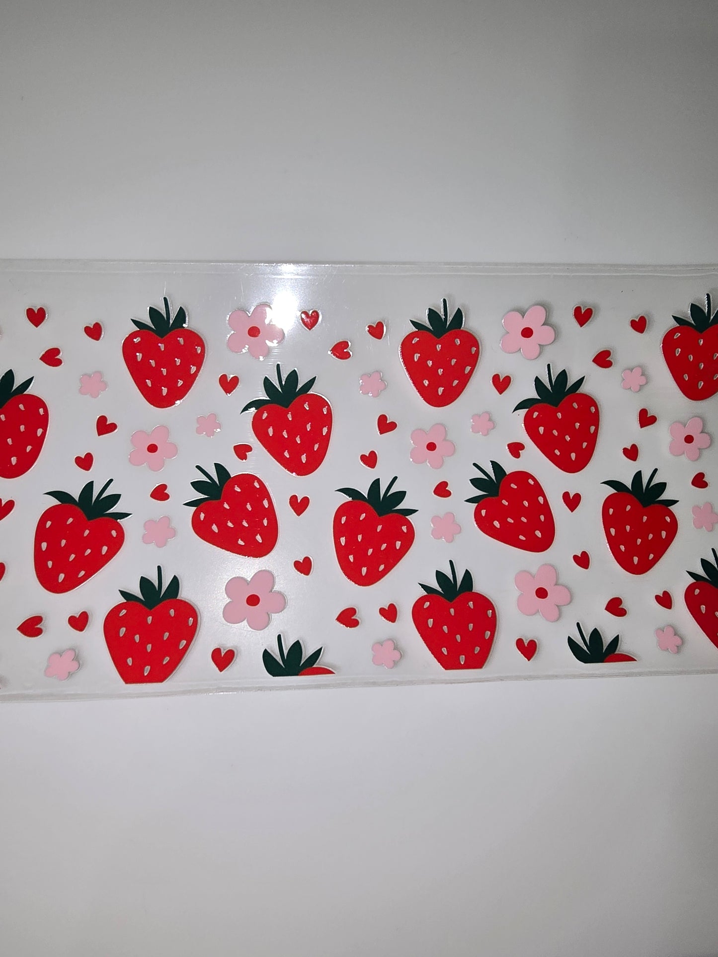 Red Strawberries & Pink Flowers