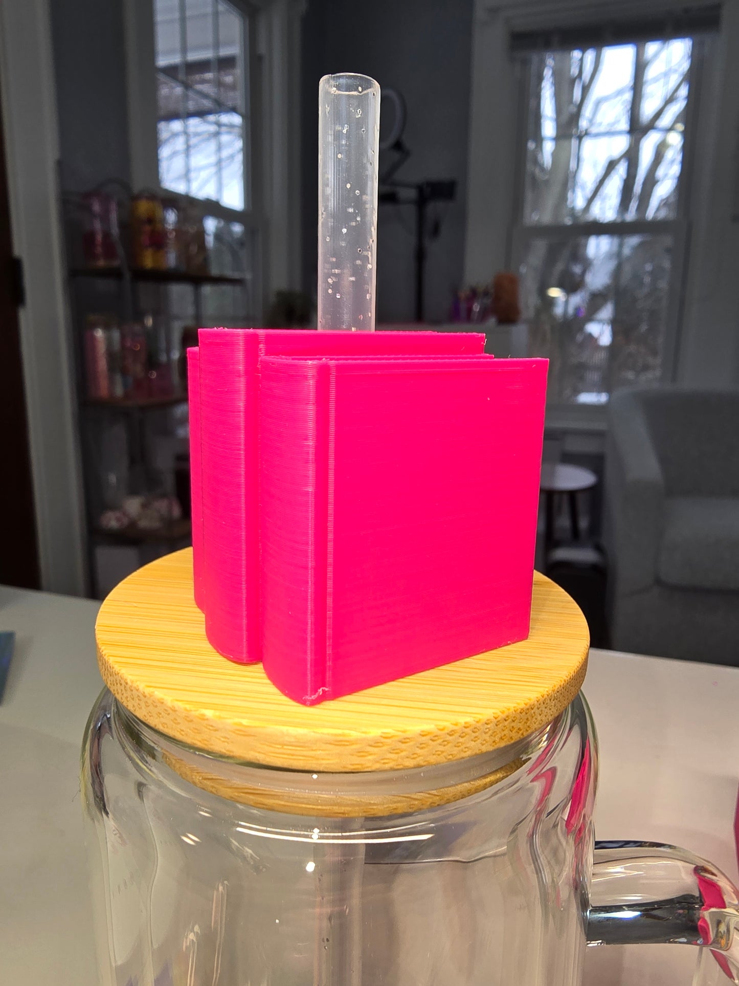 Magenta Book Stack Straw Topper