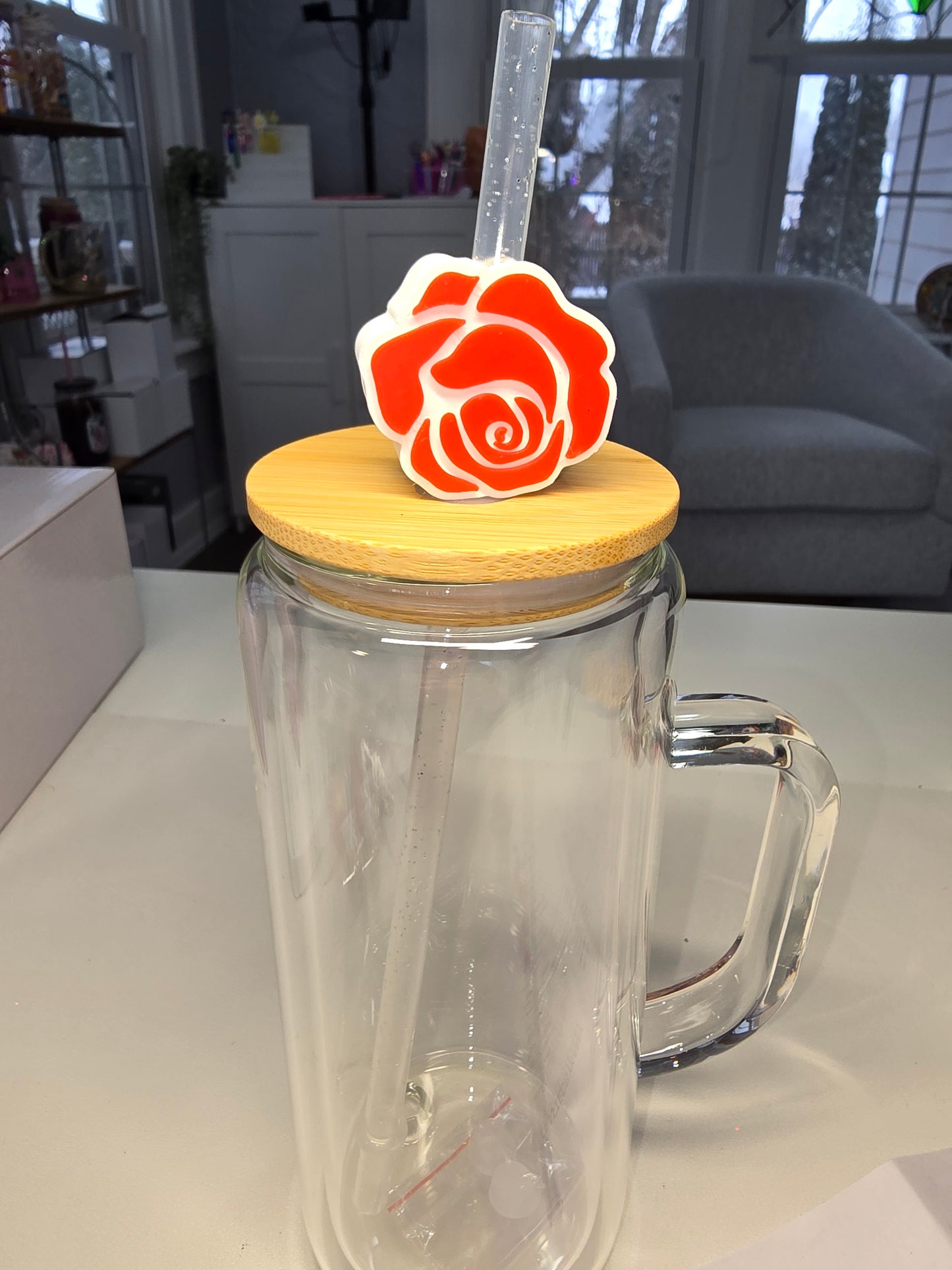 Red Rose Straw Topper