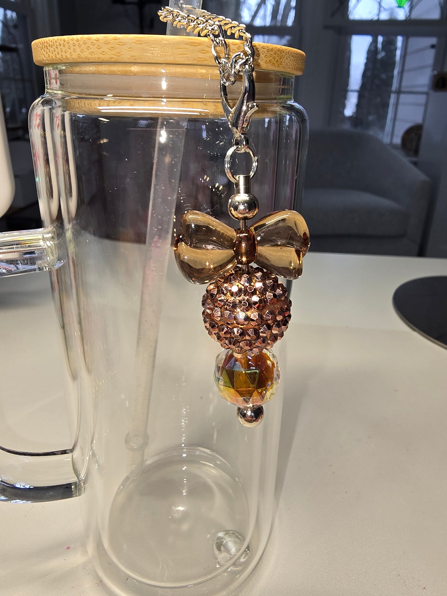 Brown Bow Cup Charm