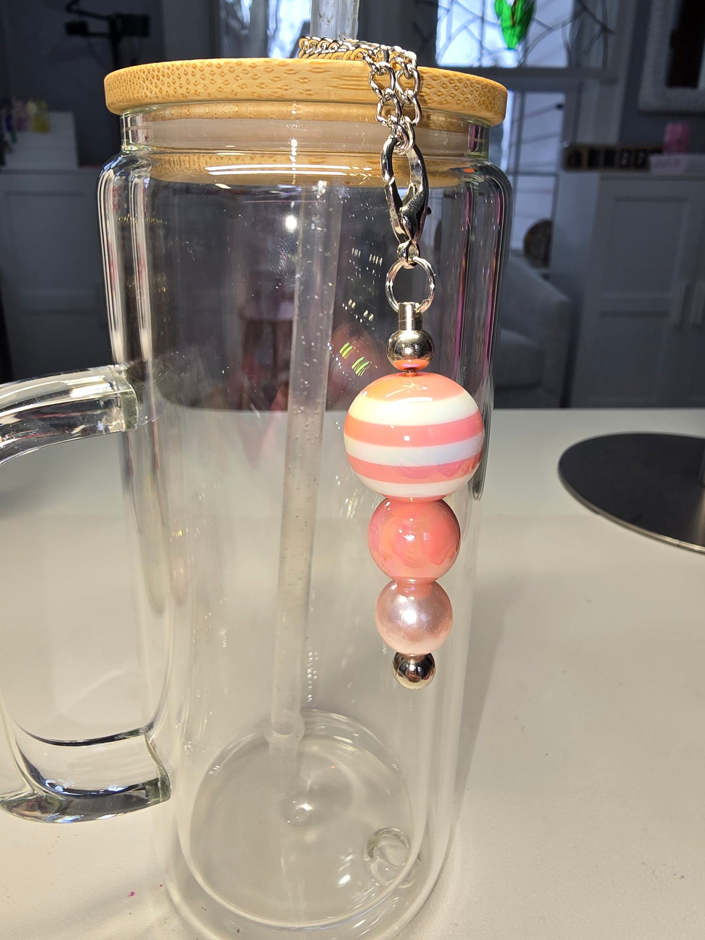 Peach Stripes Cup Charm