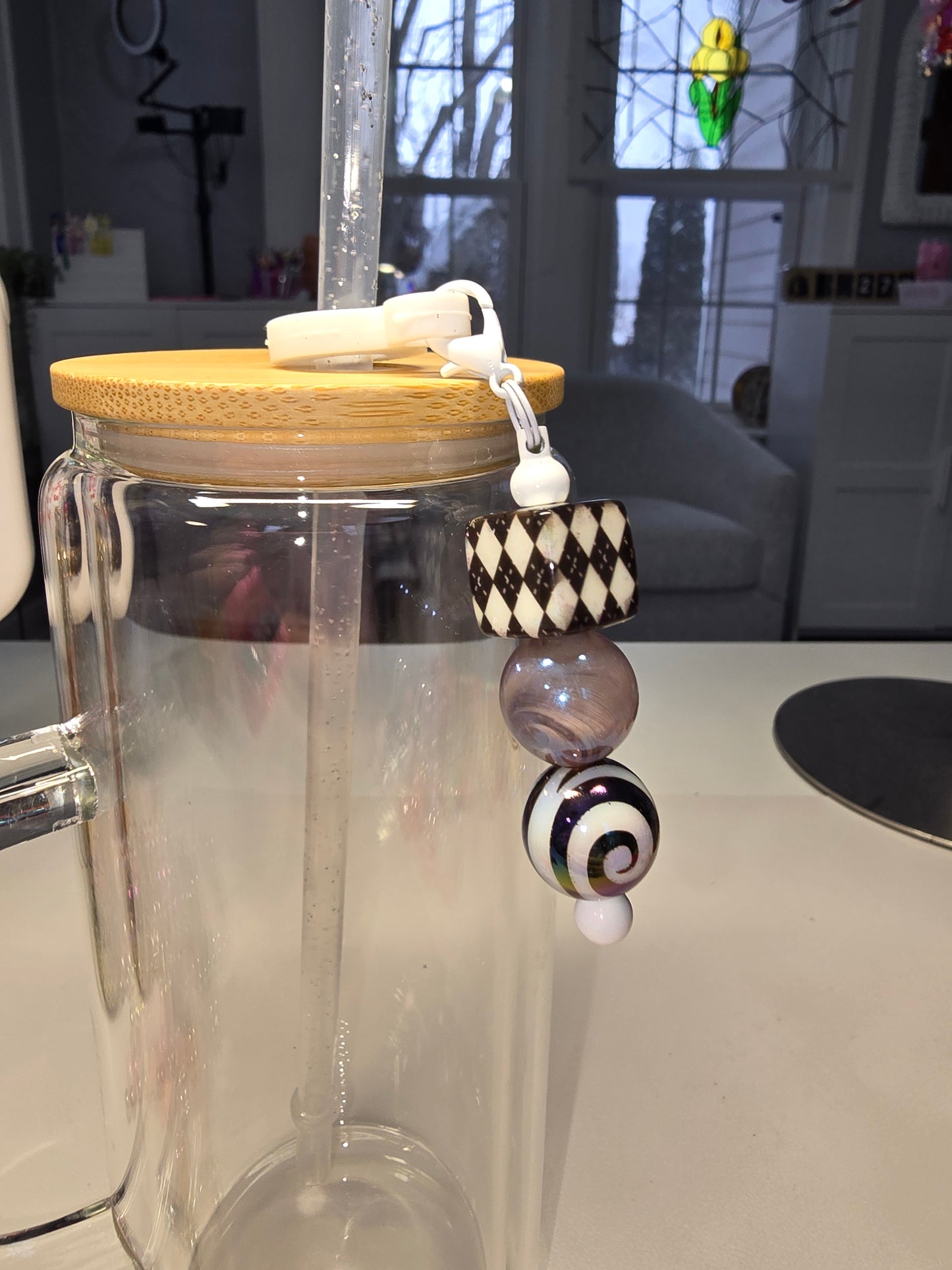 Black Patterns Cup Charm