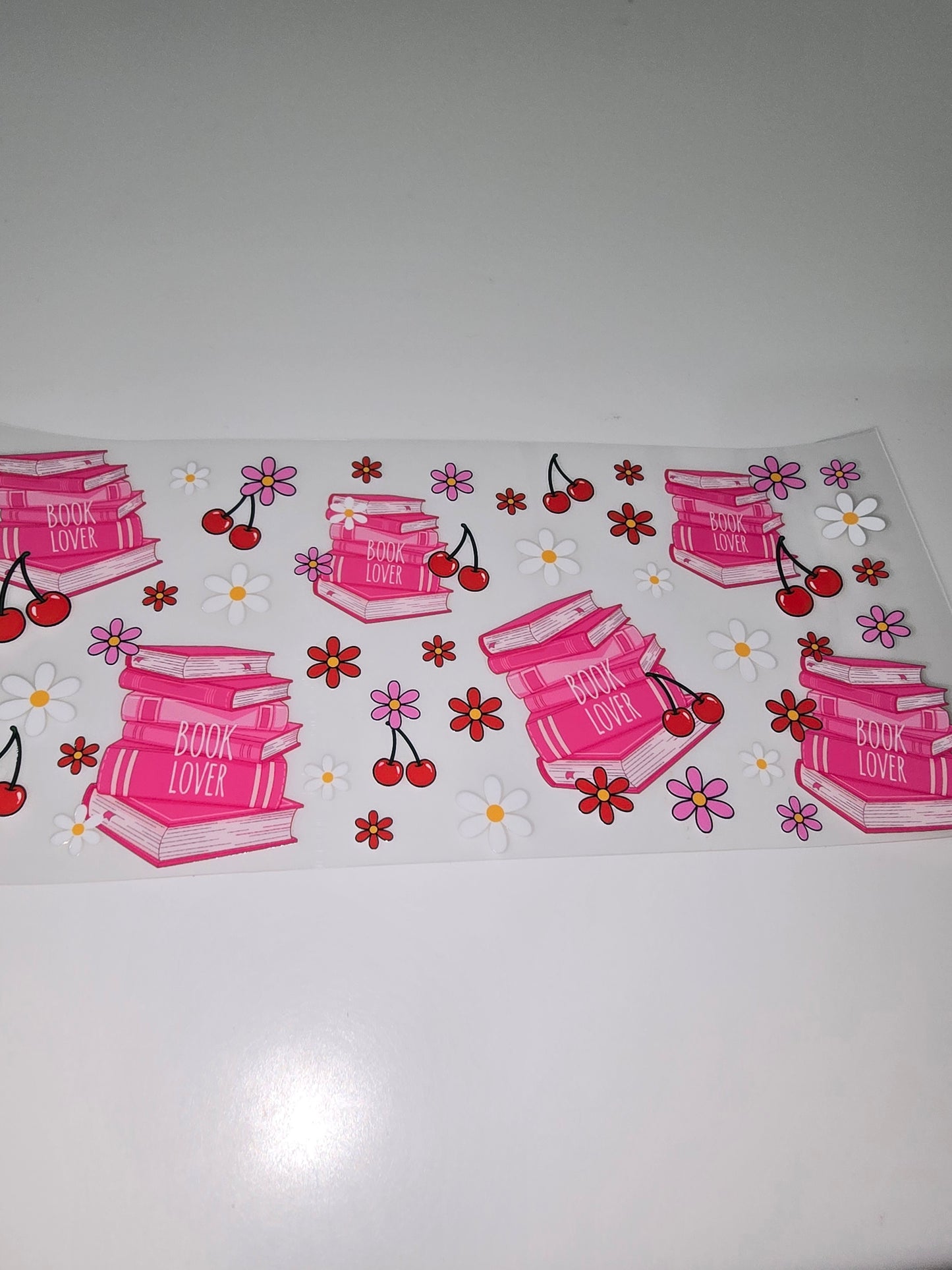 Book Lover Pink Book Stacks & Cherries