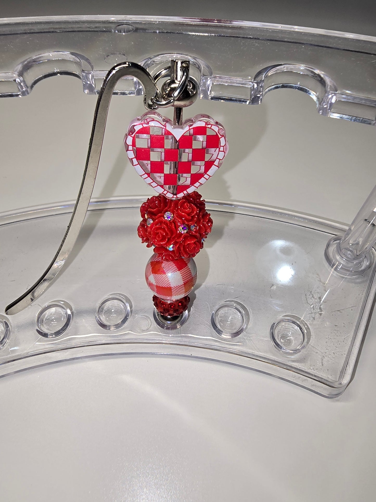 Red heart checked bookmark