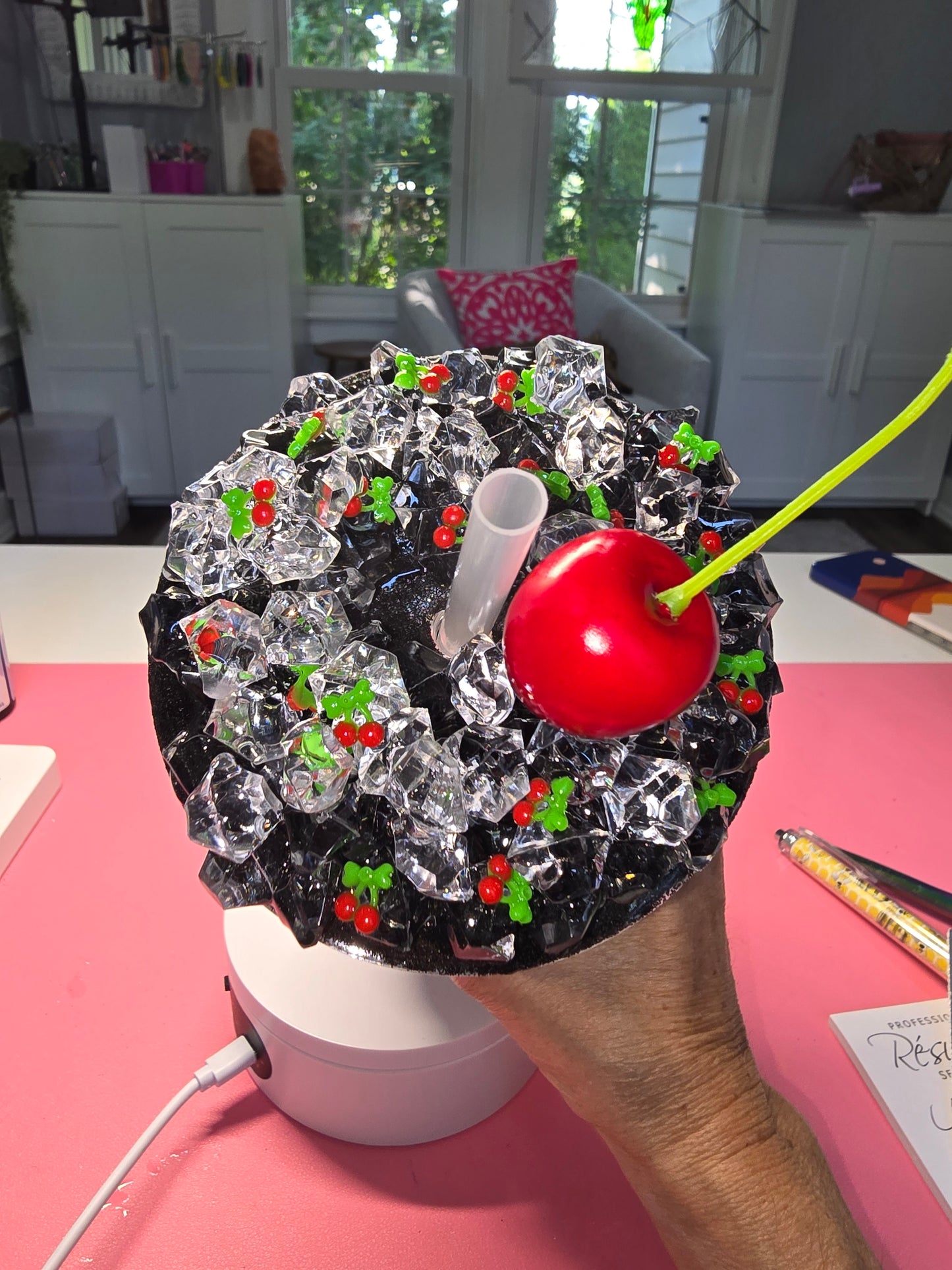 24 oz Black, Red, & White Lava Drip Cup