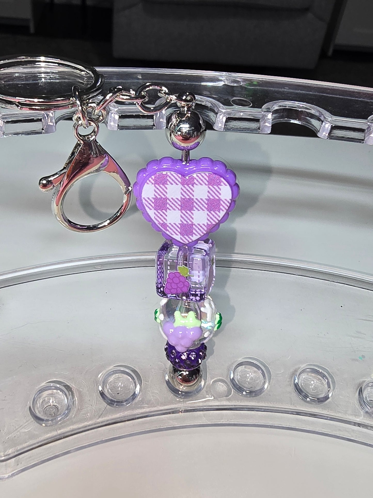 Grape & Checked Key Chain