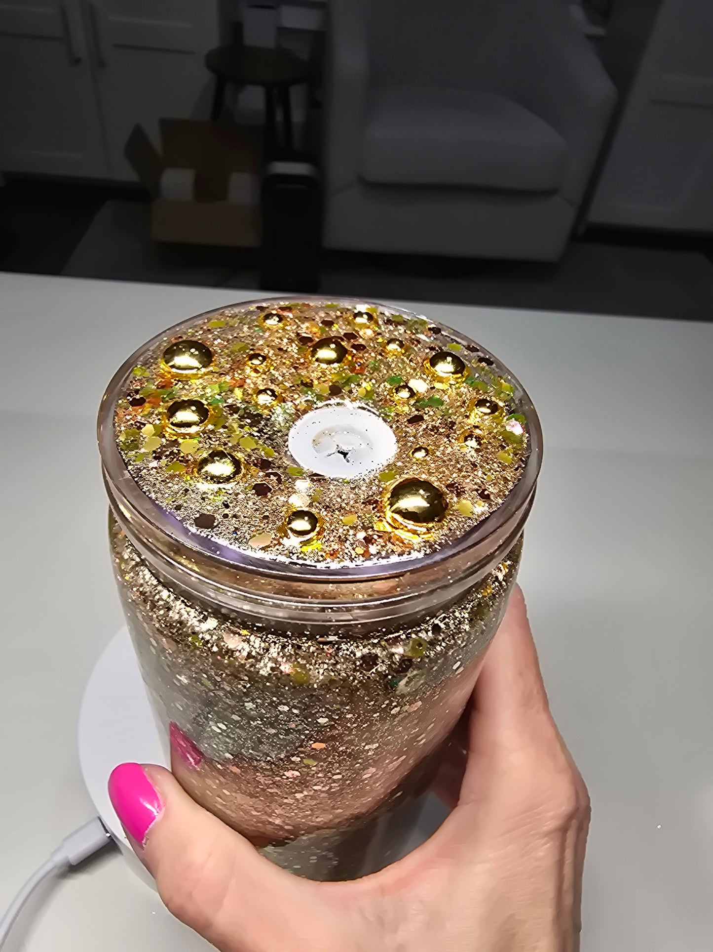 "Booktrovert" 16 oz Acrylic Glitter Tumbler with custom lid