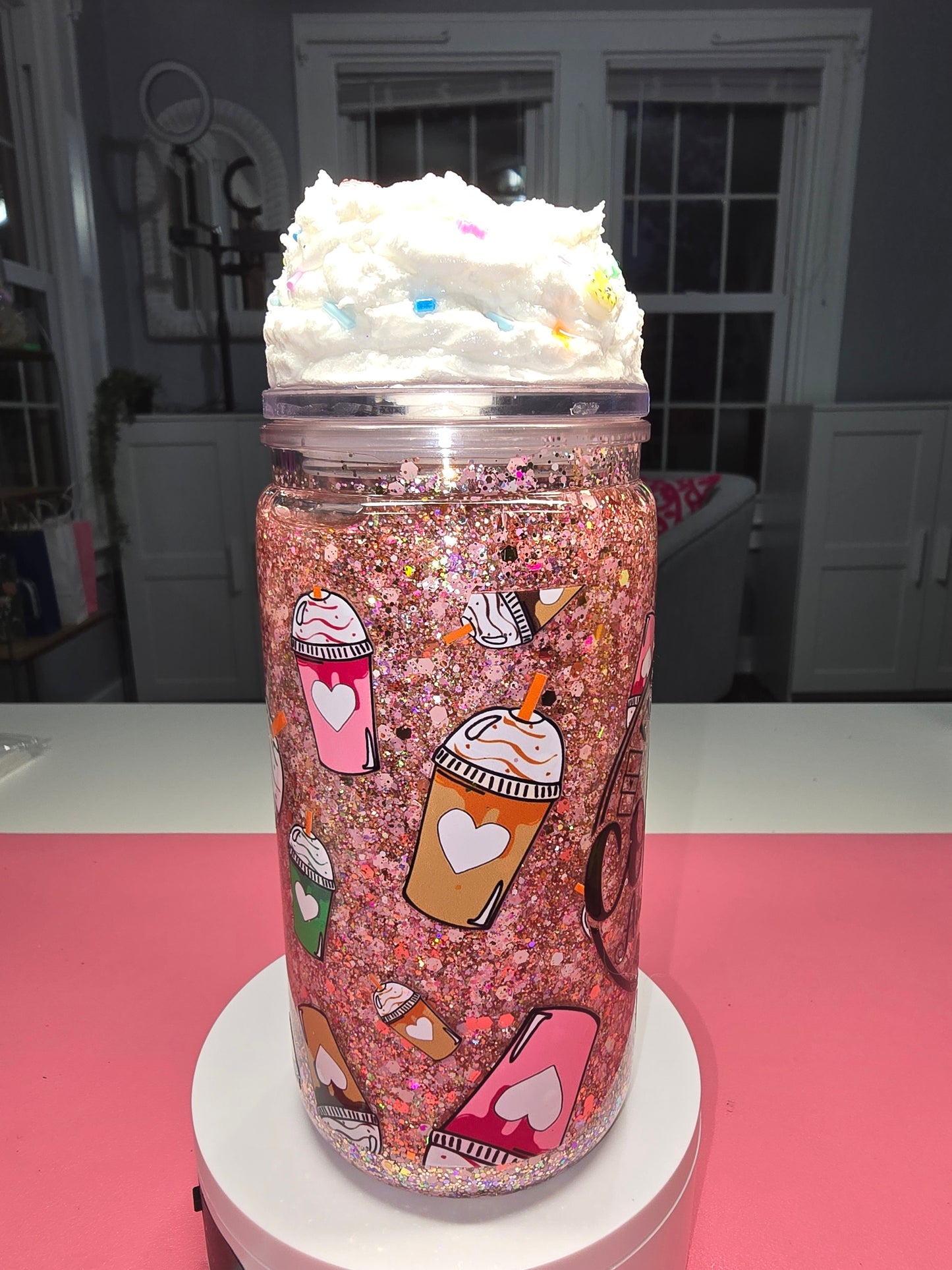 Coffee & Sarcasm 16 oz. Acrylic Tumbler with whipped cream lid