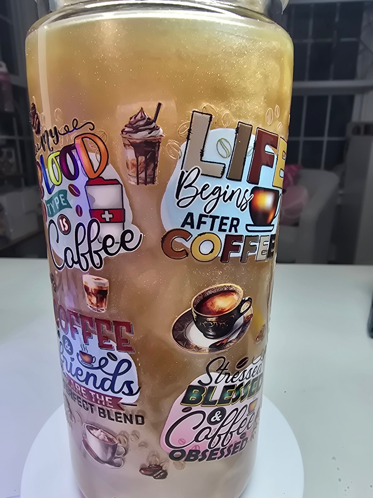 20 oz Cat Eye Coffee Tumbler with Custom Lid