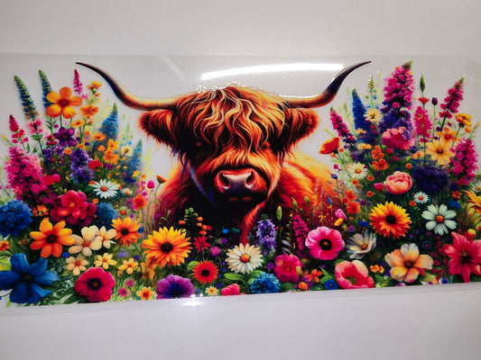 Highland Cow & Flowers