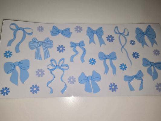 Light Blue Bow, Small Blue Flowers