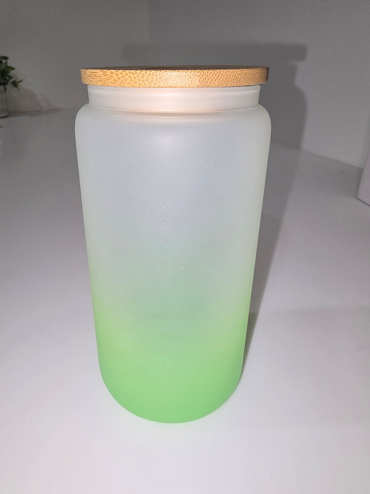 Green Ombre 16 oz Glass Tumbler