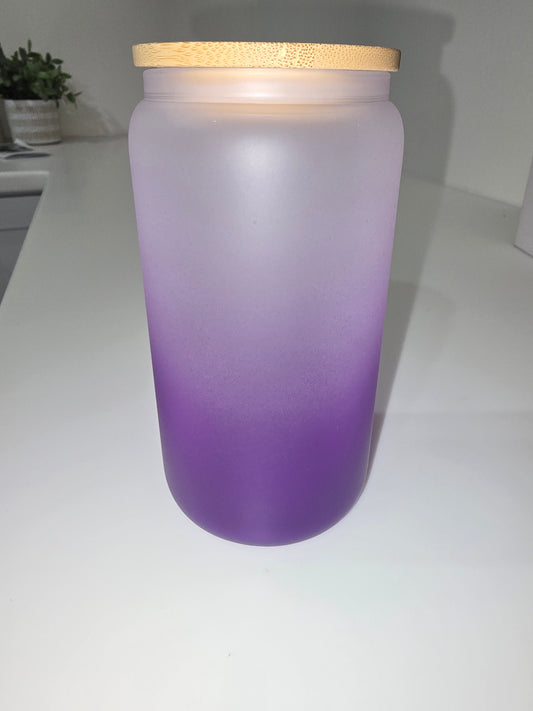 Purple Ombre 16 oz Glass Tumbler