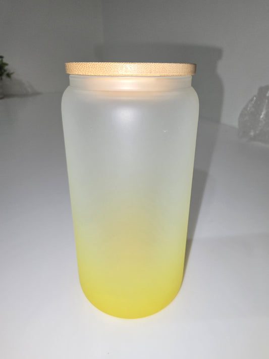 Yellow Ombre 16 oz Glass Tumbler