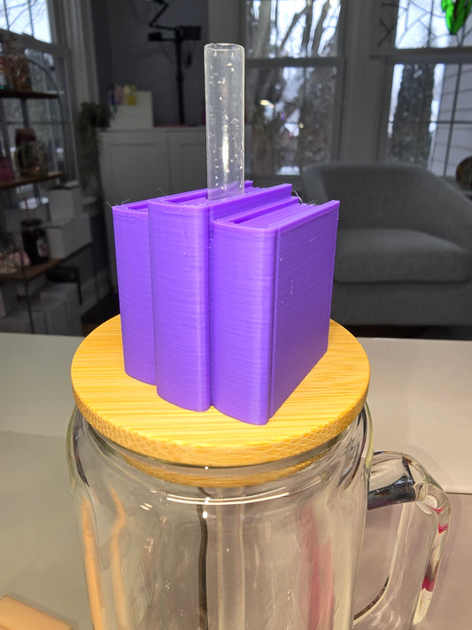 Lavender Book Stack Straw Topper