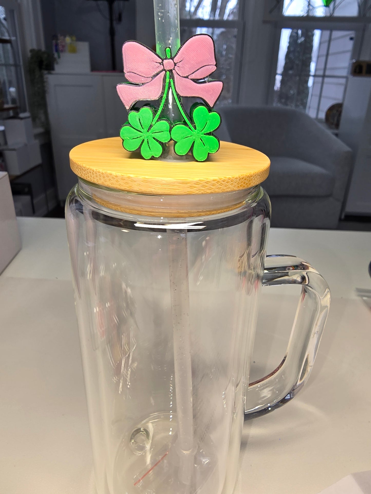 Bow & Shamrock Straw Topper
