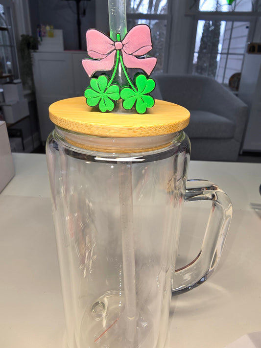 Bow & Shamrock Straw Topper