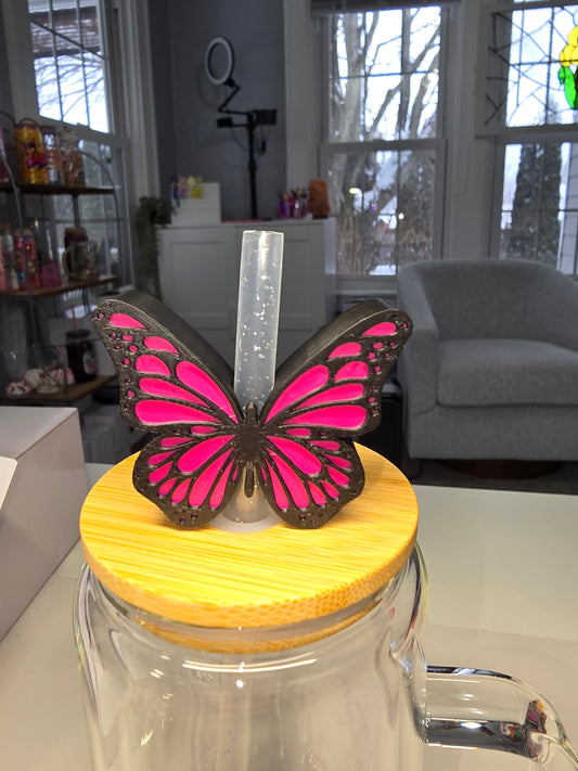 Magenta Butterfly Straw Topper