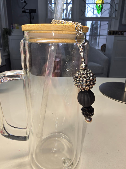 Rhinestone & Black Cup Charm