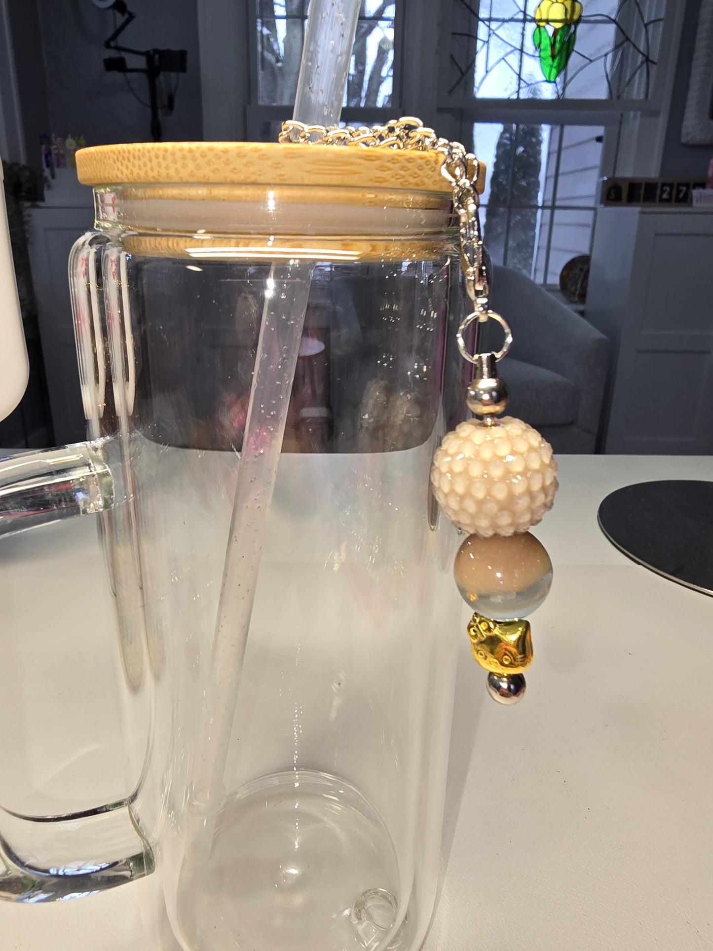 Beige & Gold HKitty Cup Charm
