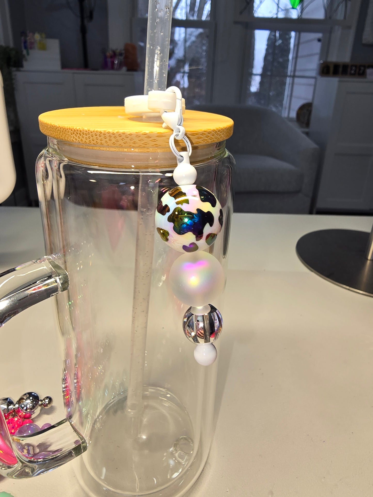 Black Cow Hide Cup Charm