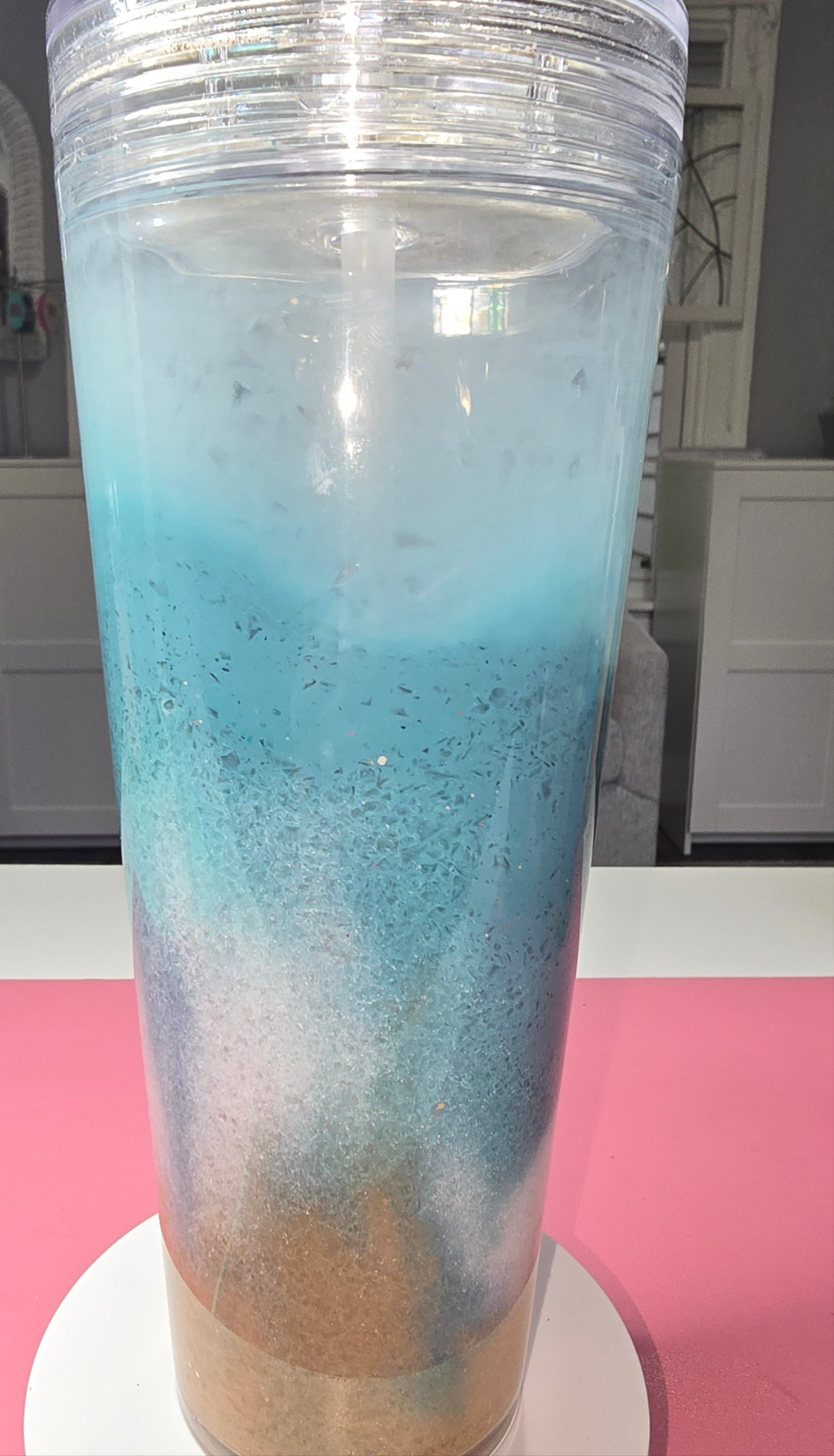 24 oz Ocean Waves Acrylic Tumbler with decorated, enclosed lid