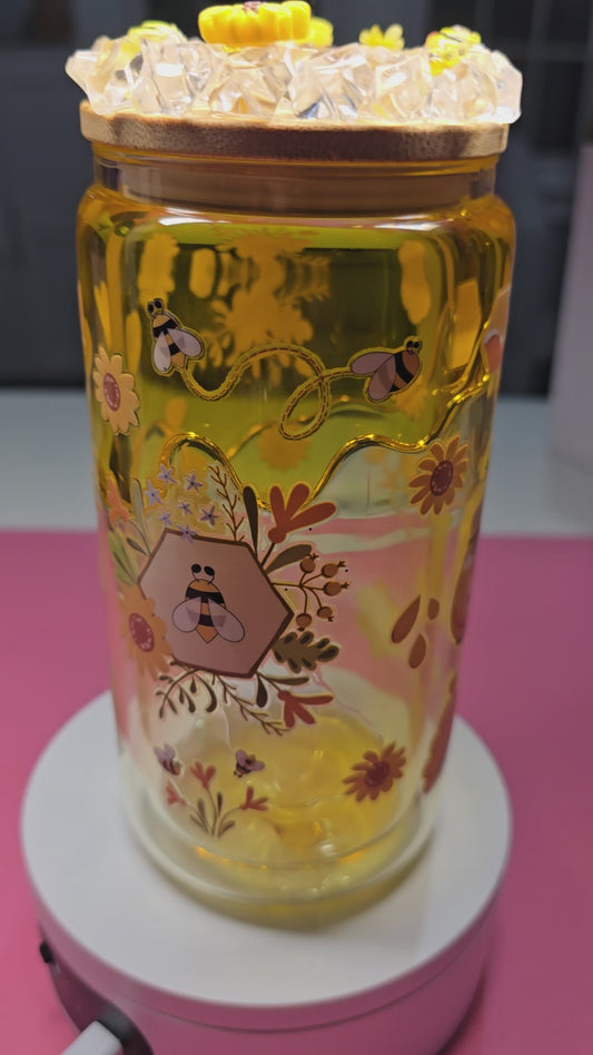 Honey Drip Cup, 16 oz glass tumbler