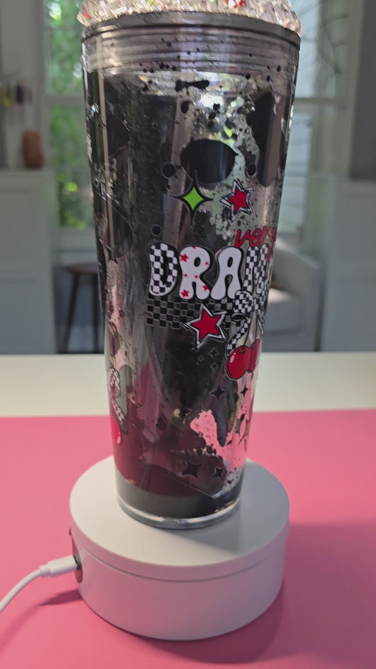 24 oz Black, Red, & White Lava Drip Cup