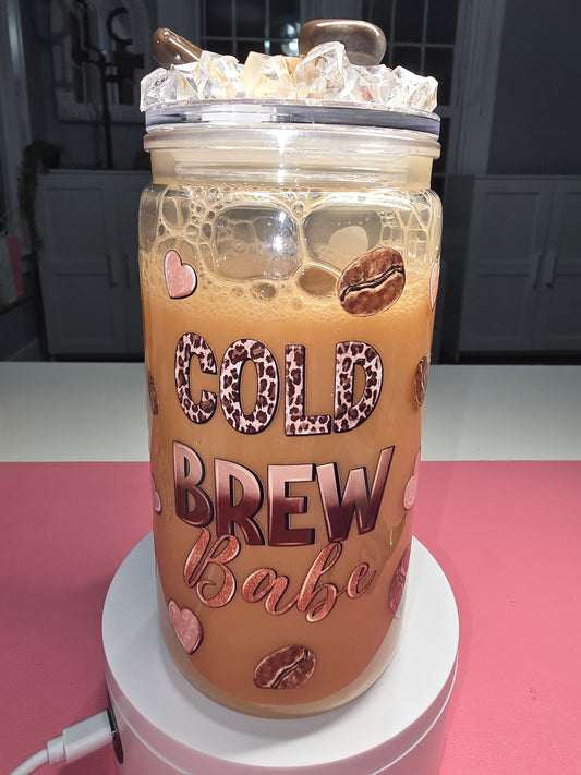 Cold Brew Coffee Lava Drip 16 oz acrylic cup with decorated lid