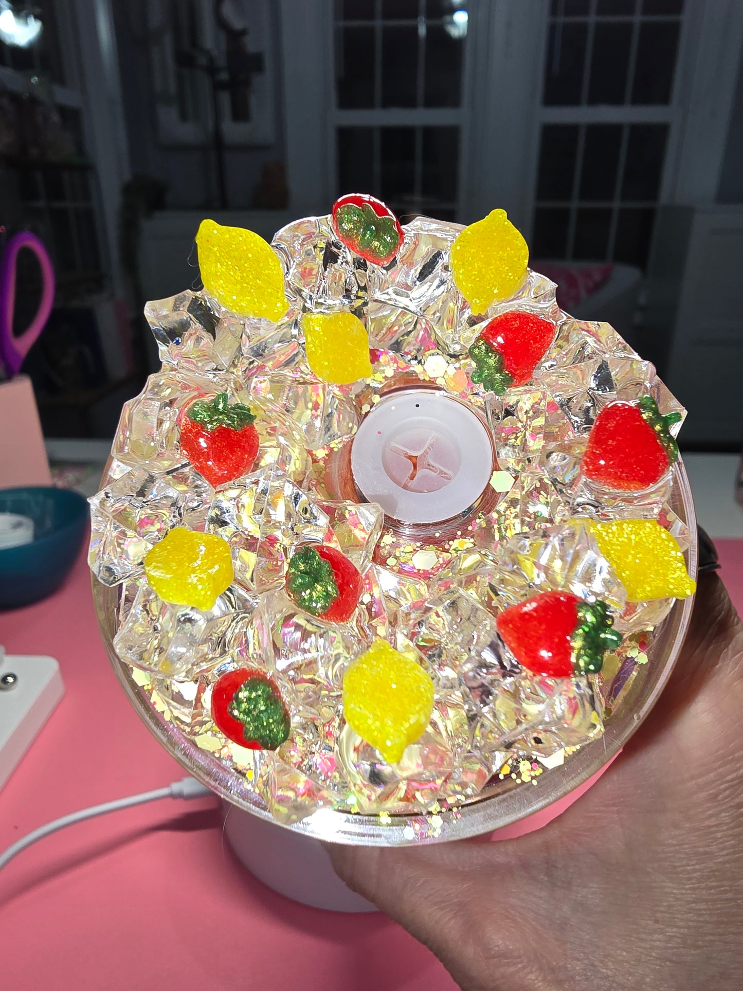 Strawberry Lemonade, 16oz Acrylic Cup with decorated lid