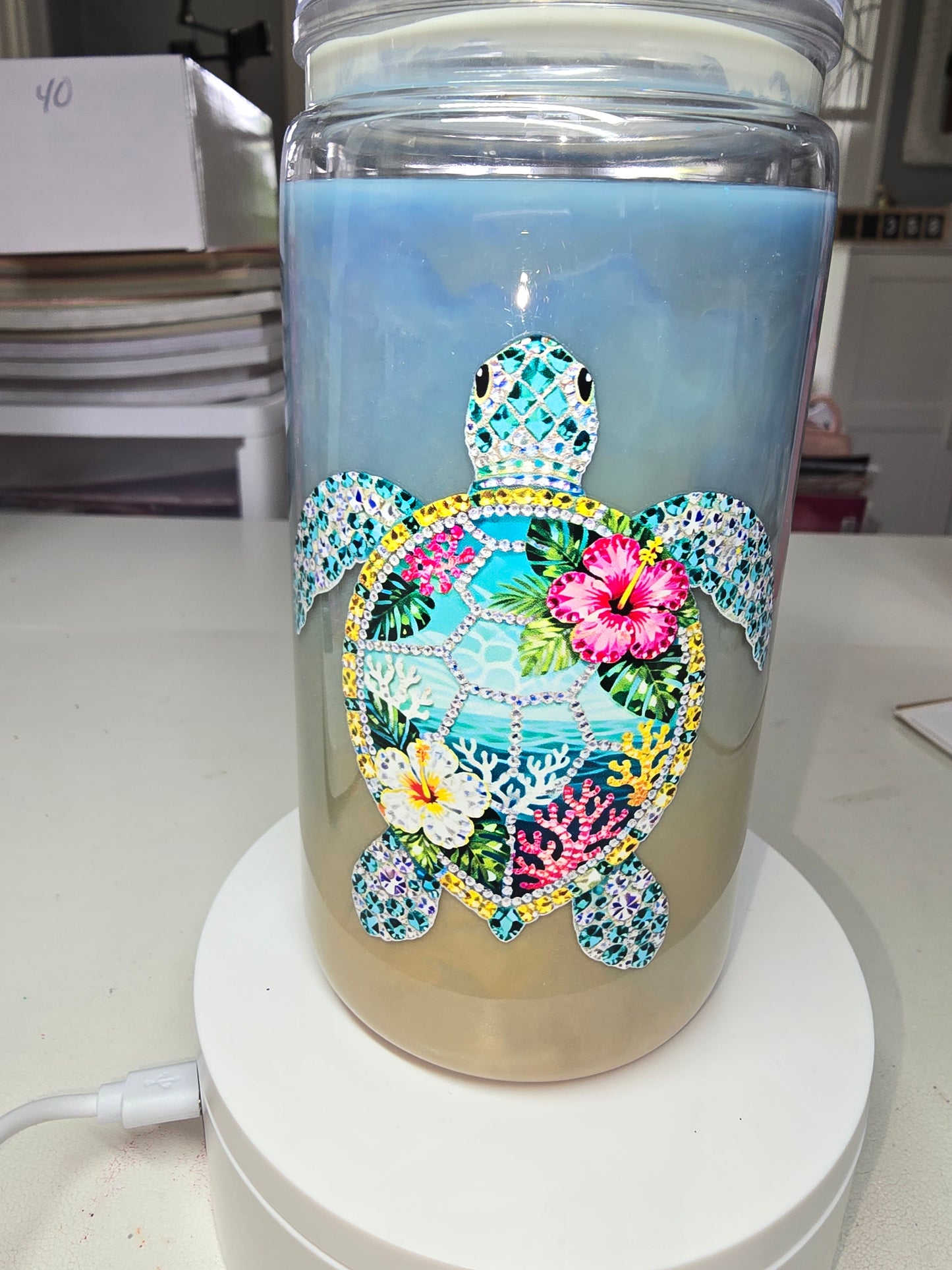 Turtle and Beach Paint Cup