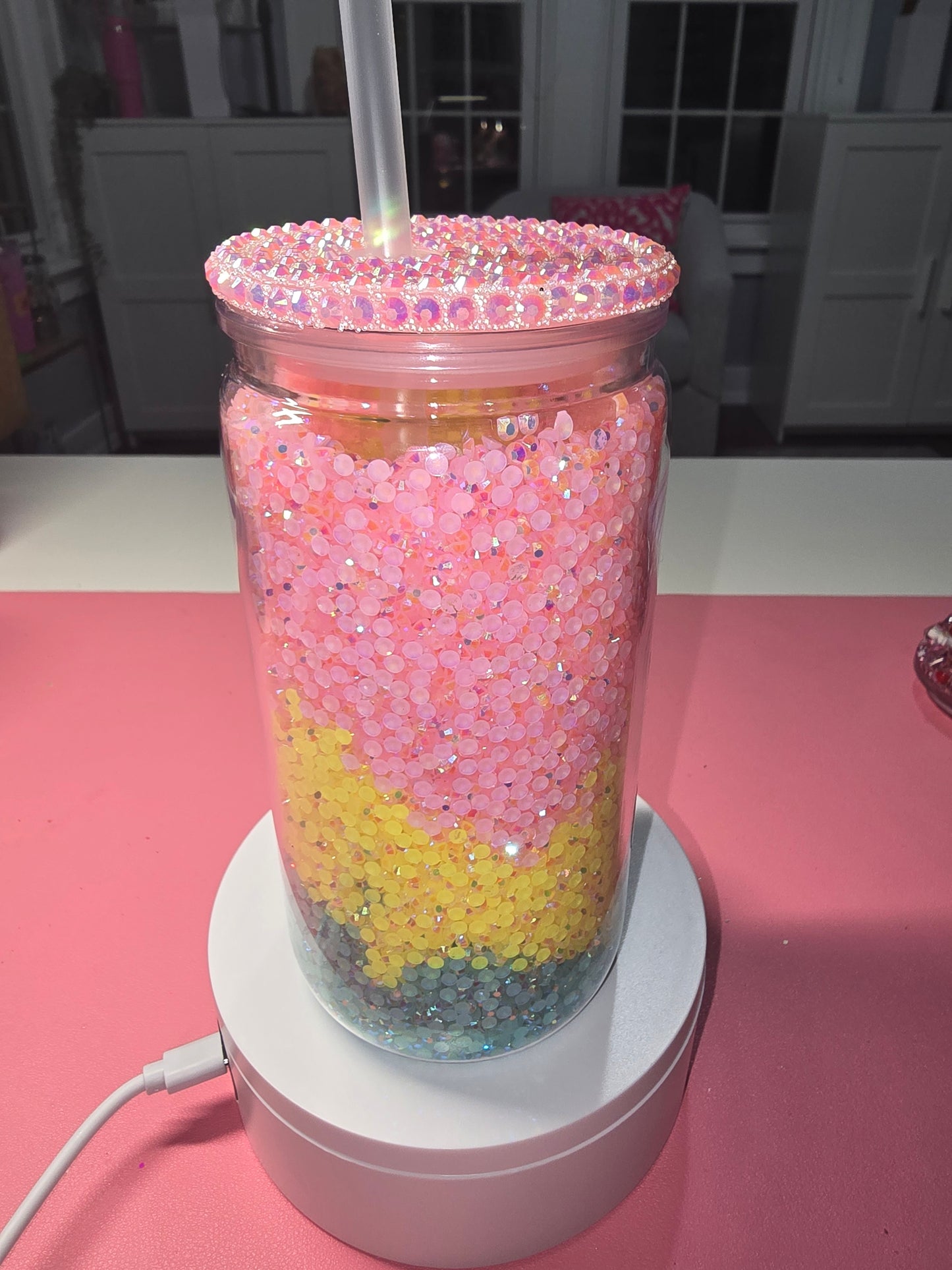 16oz Rhinestone Snowglobe Cup