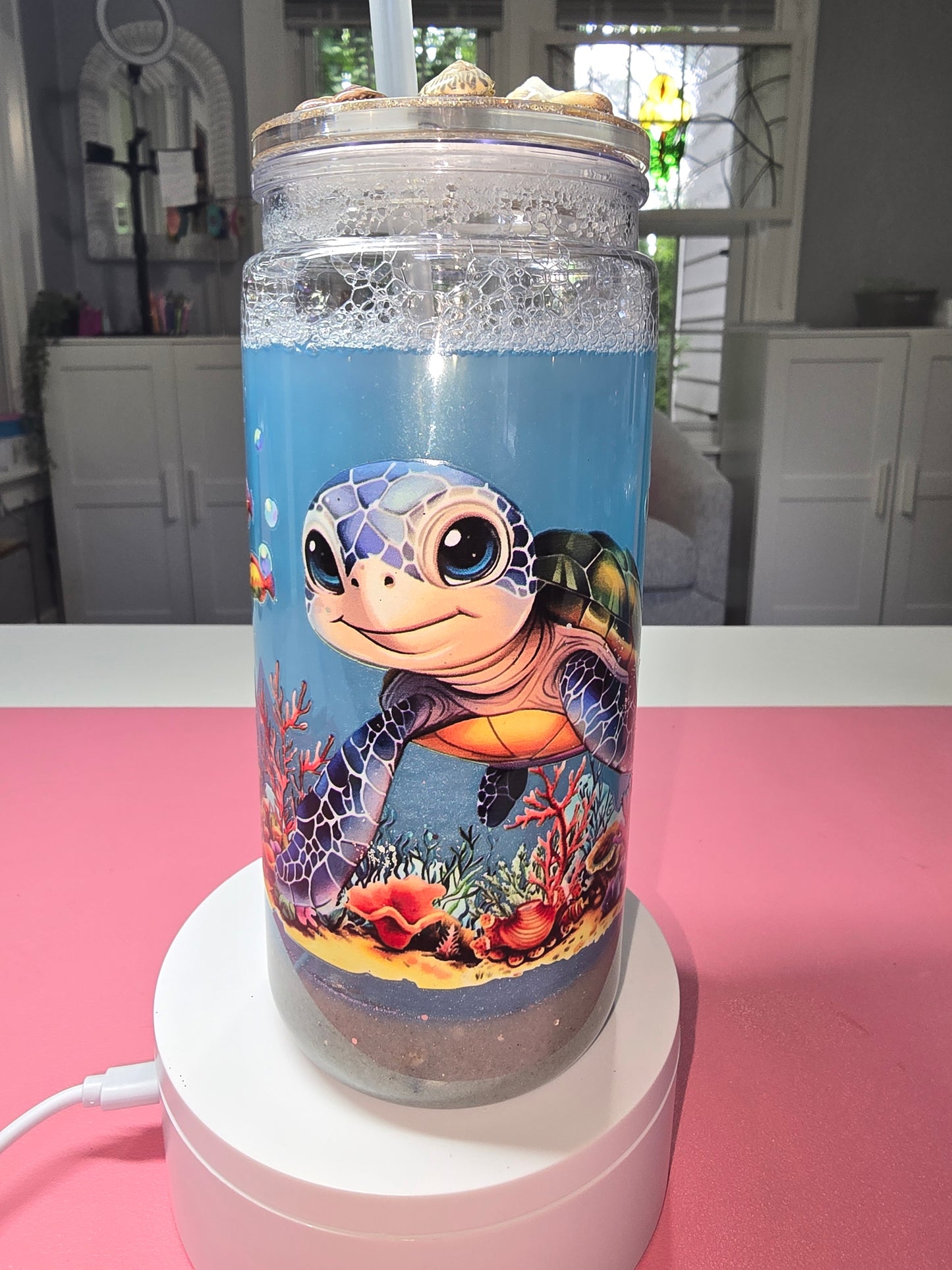 Turtle & beach ocean cup