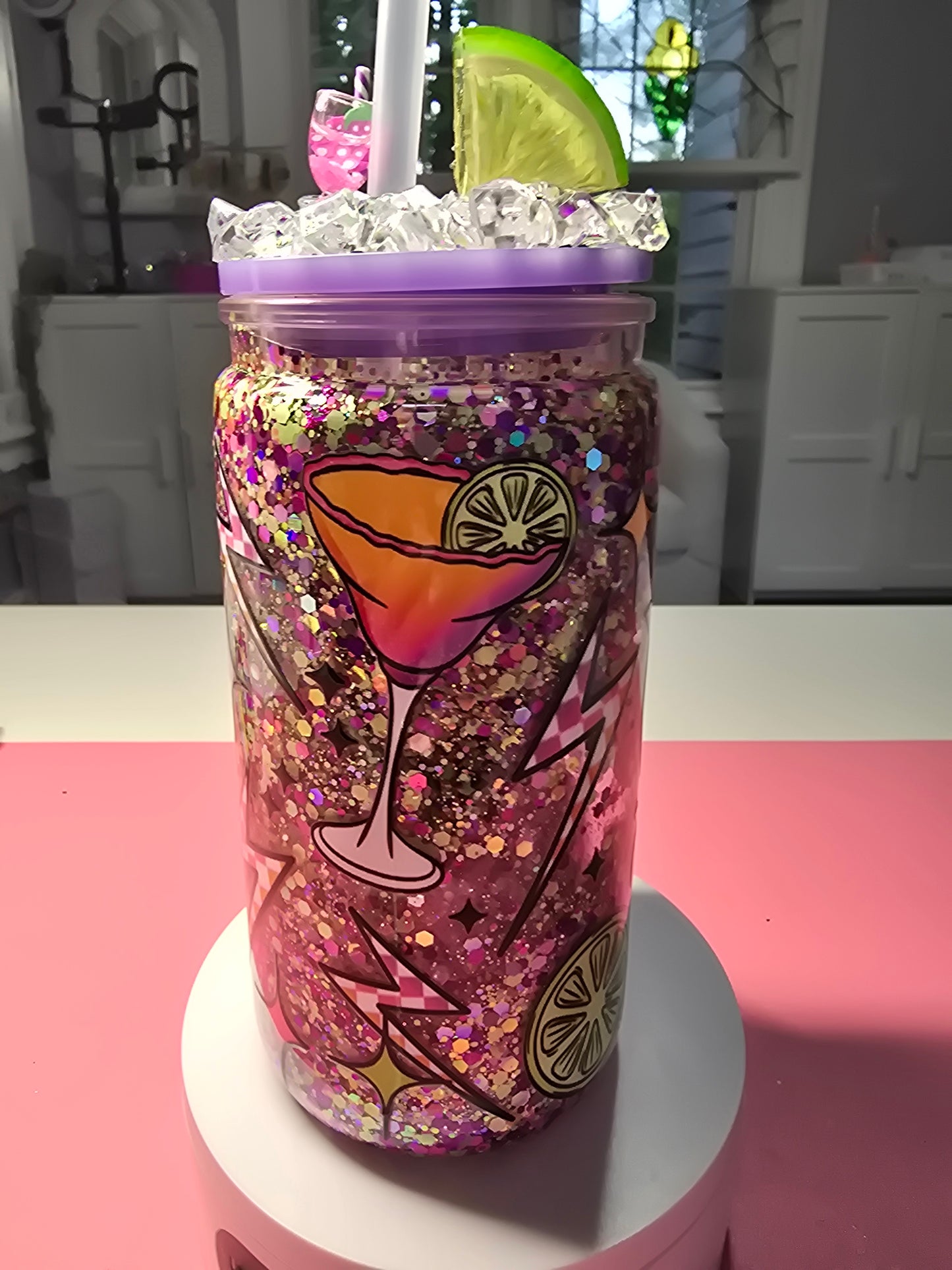 "Tanned & Tipsy" 16 oz Acrylic Snow Globe Tumbler
