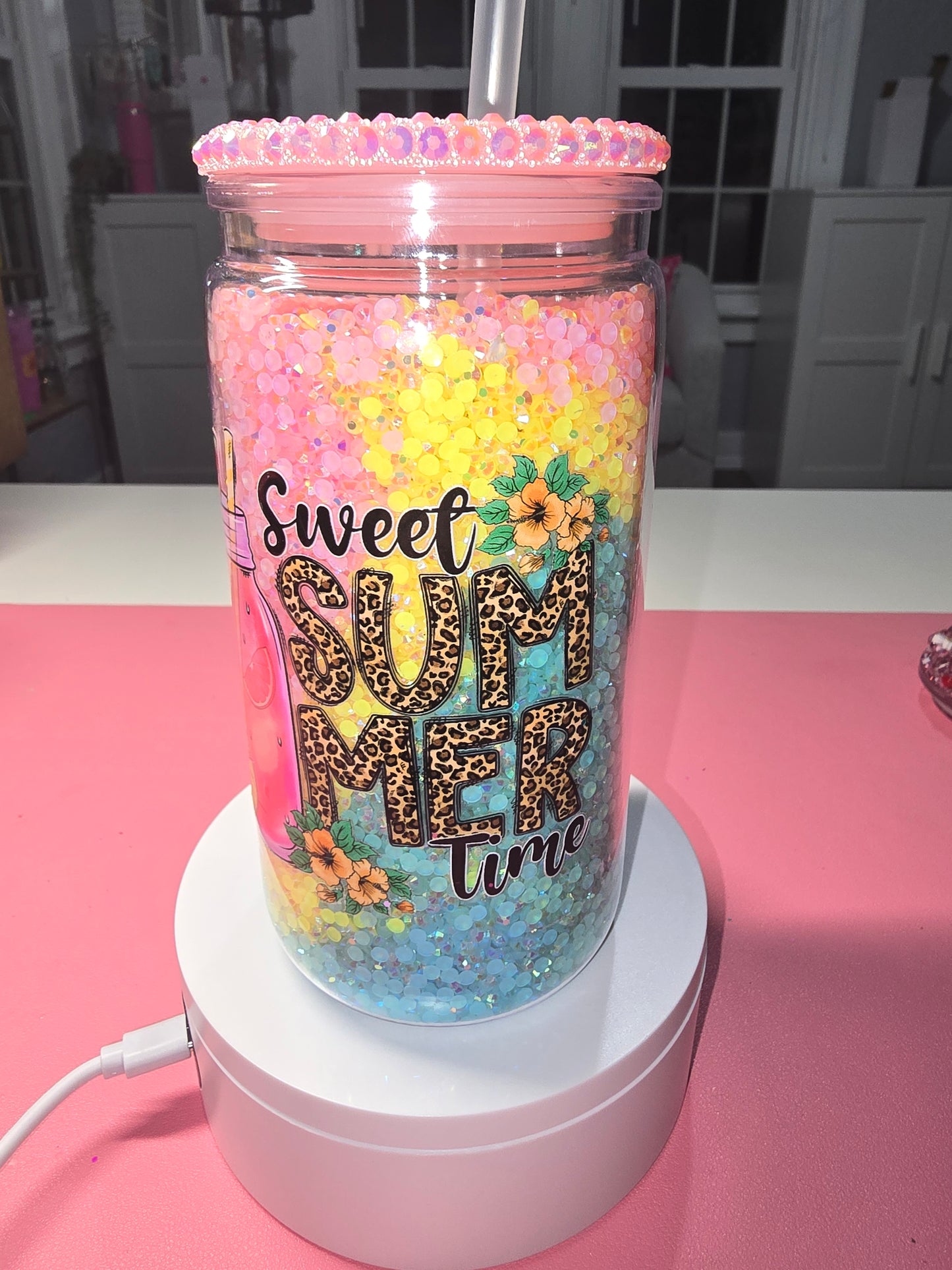 16oz Rhinestone Snowglobe Cup