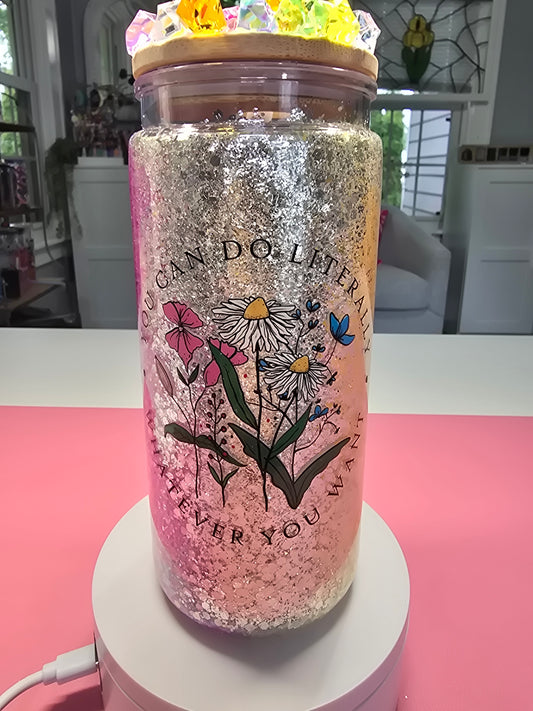 "You Can Do Literally Whatever You Want" 20 oz Dry Glitter Acrylic Tumbler