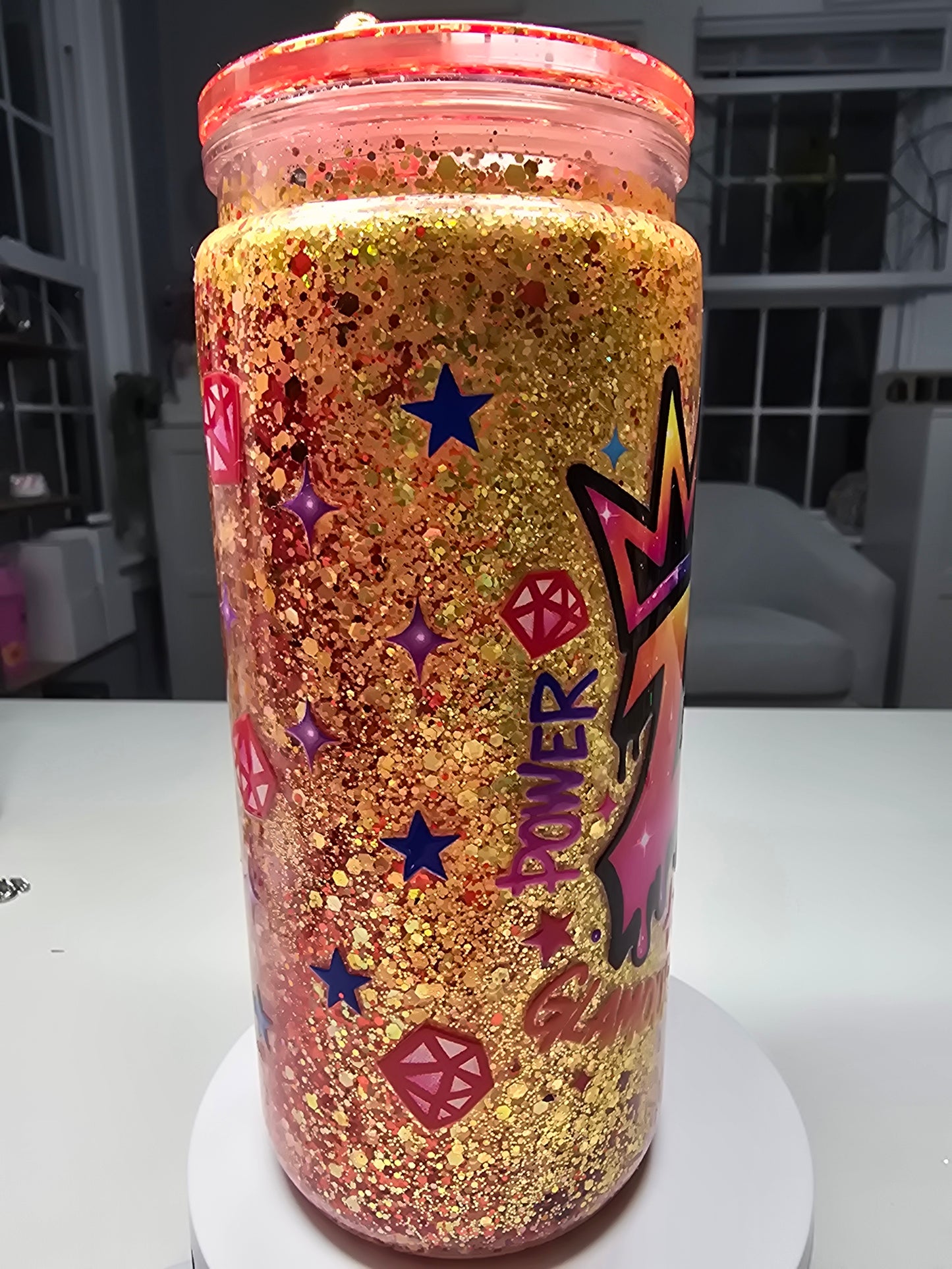"Leo" Graffiti Zodiac 20 oz Acrylic Dry Glitter Tumbler