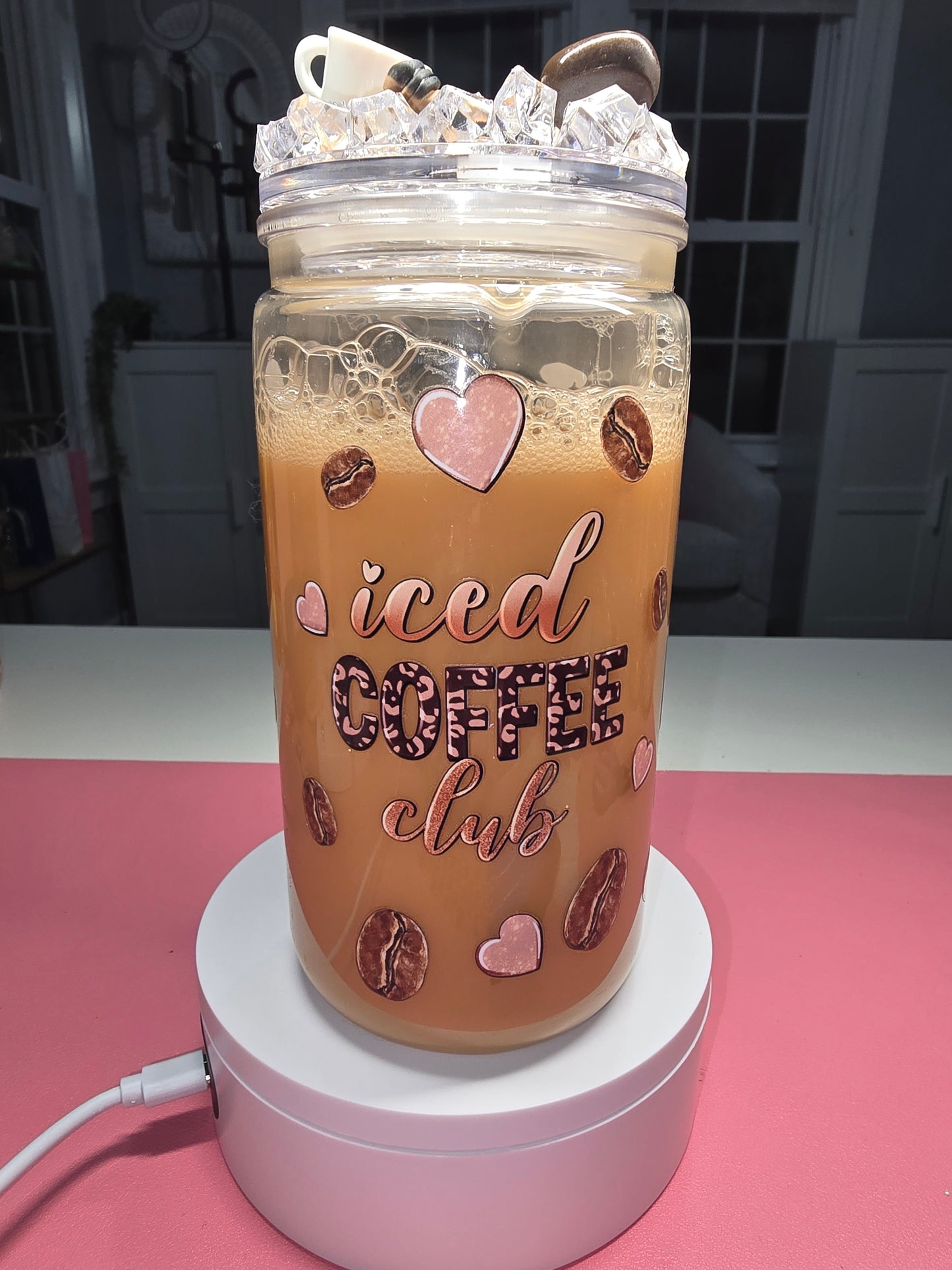 Cold Brew Coffee Lava Drip 16 oz acrylic cup with decorated lid