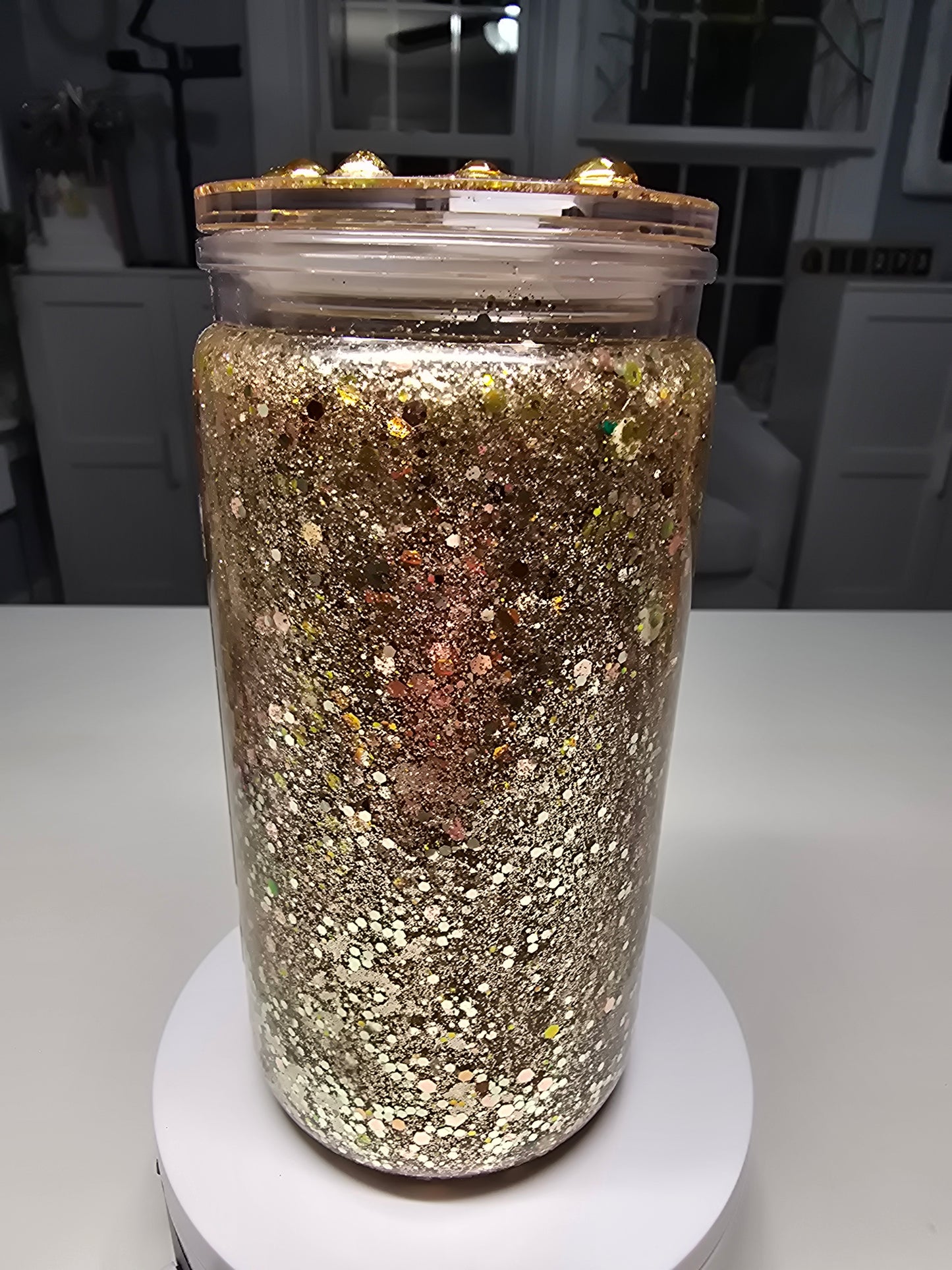 "Booktrovert" 16 oz Acrylic Glitter Tumbler with custom lid