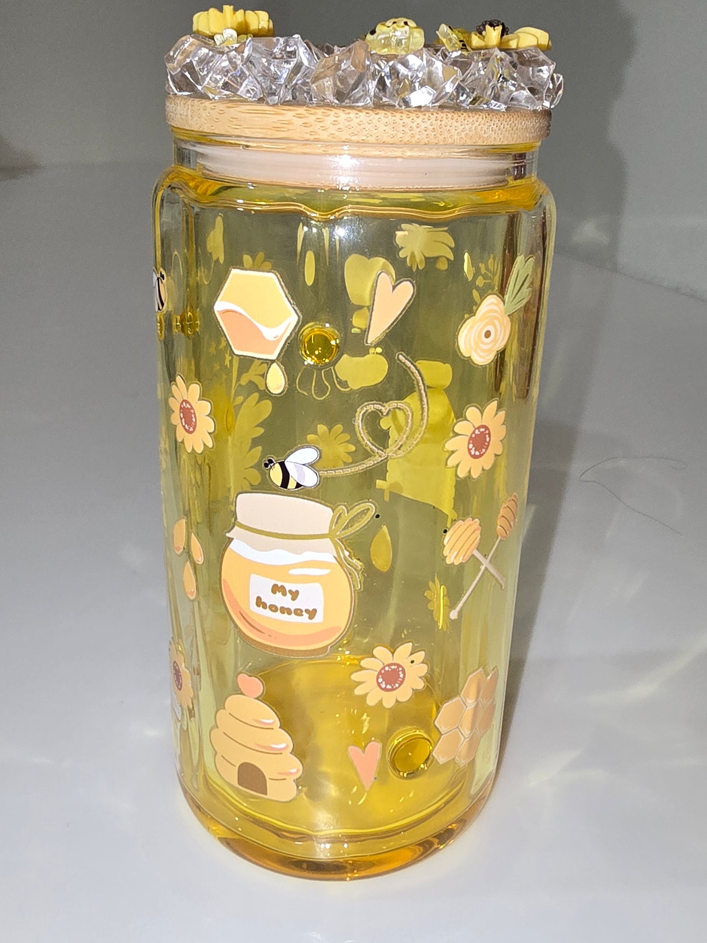 Honey Drip Cup, 16 oz glass tumbler