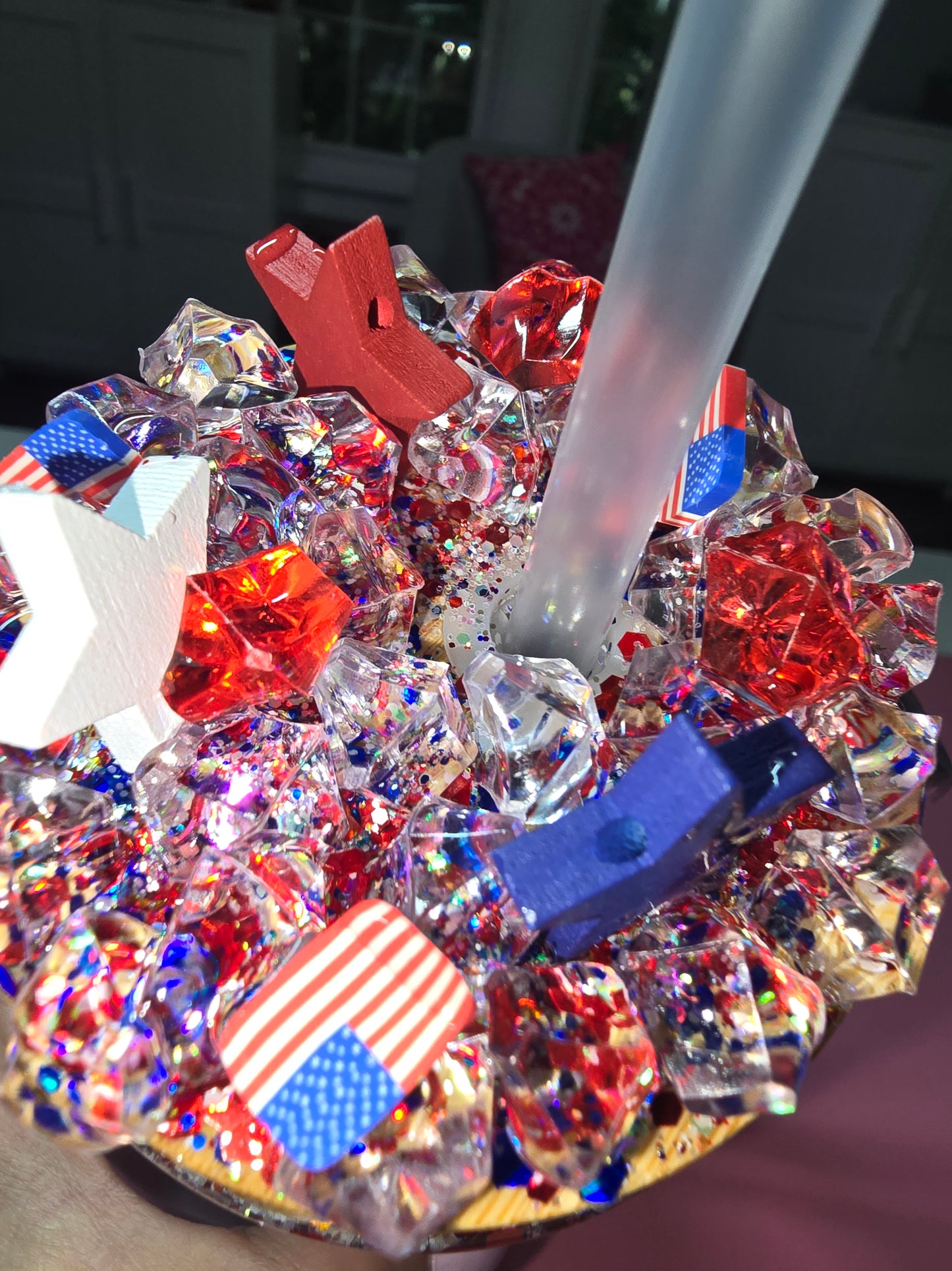 Red, White, & Blue 16 oz glass tumbler