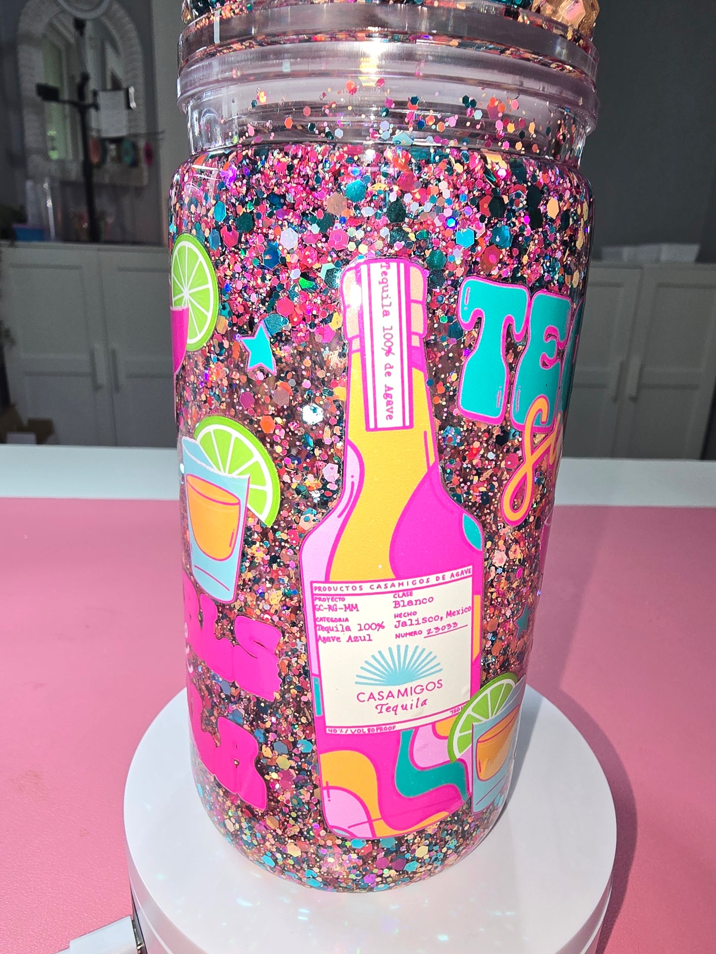 16 oz Tequila Sunshine acrylic snowglobe tumbler.