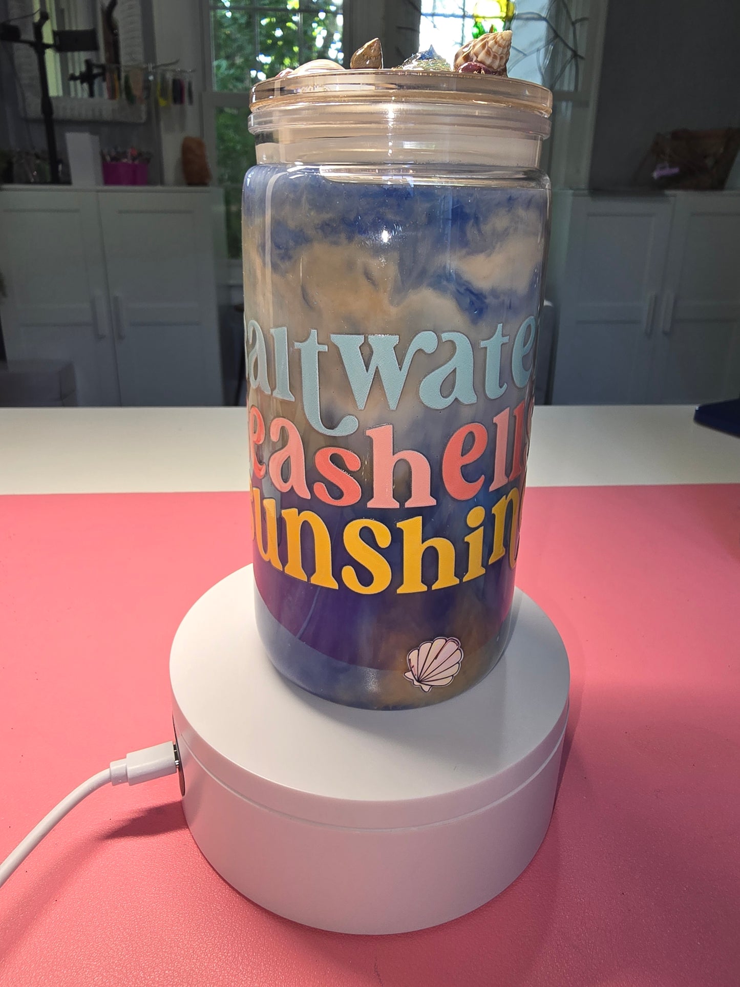 Saltwater, Seashells & Sunshine Swirl Beach Cup