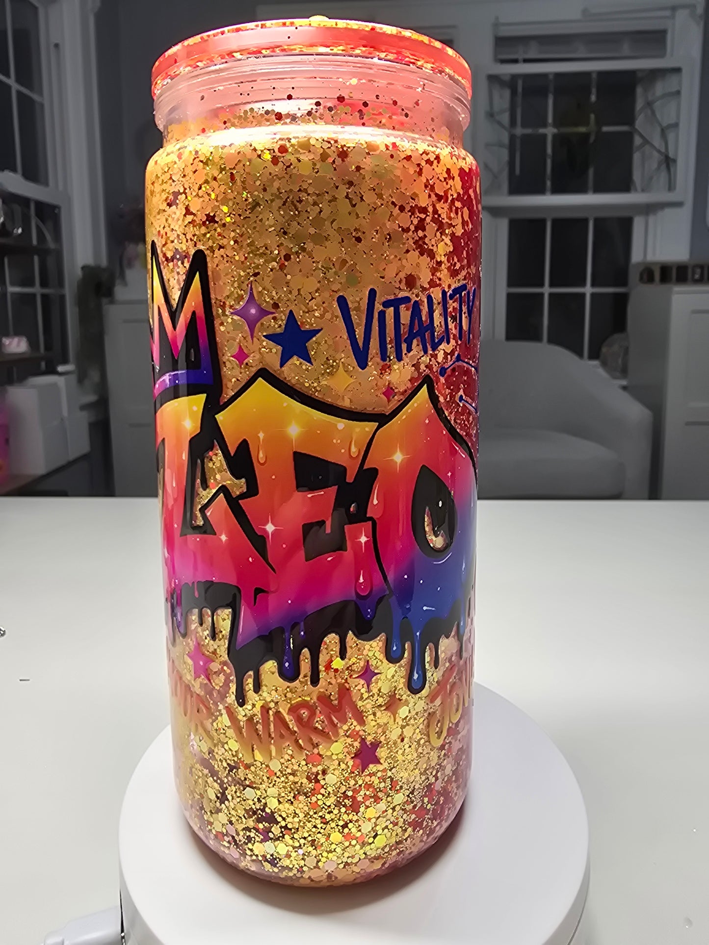 "Leo" Graffiti Zodiac 20 oz Acrylic Dry Glitter Tumbler