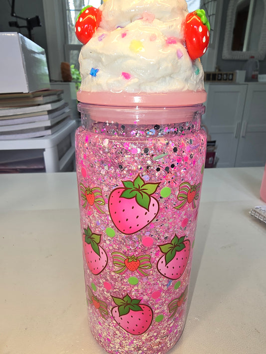 Strawberries and Bows w/Custom Whipped Lid