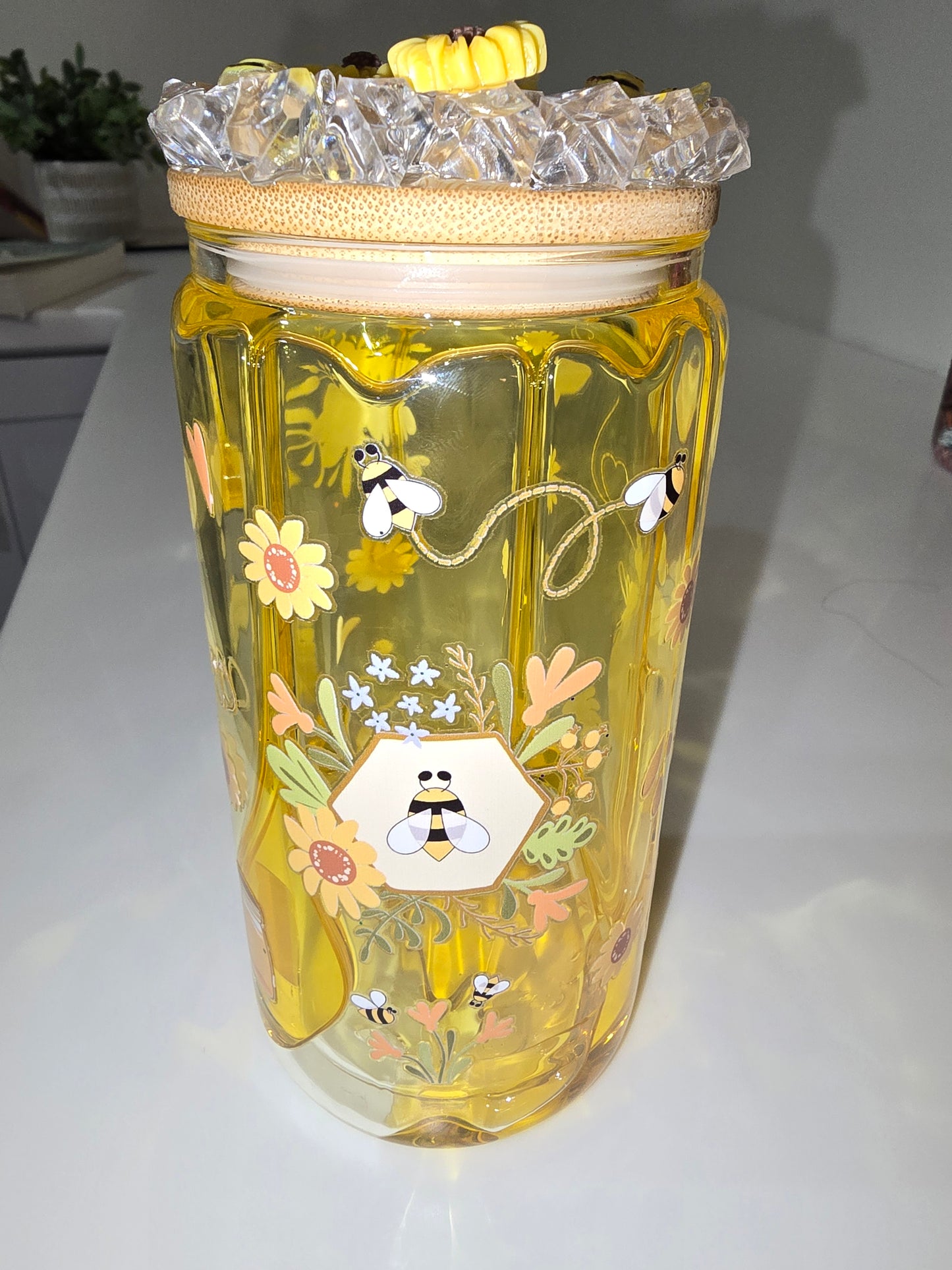 Honey Drip Cup, 16 oz glass tumbler