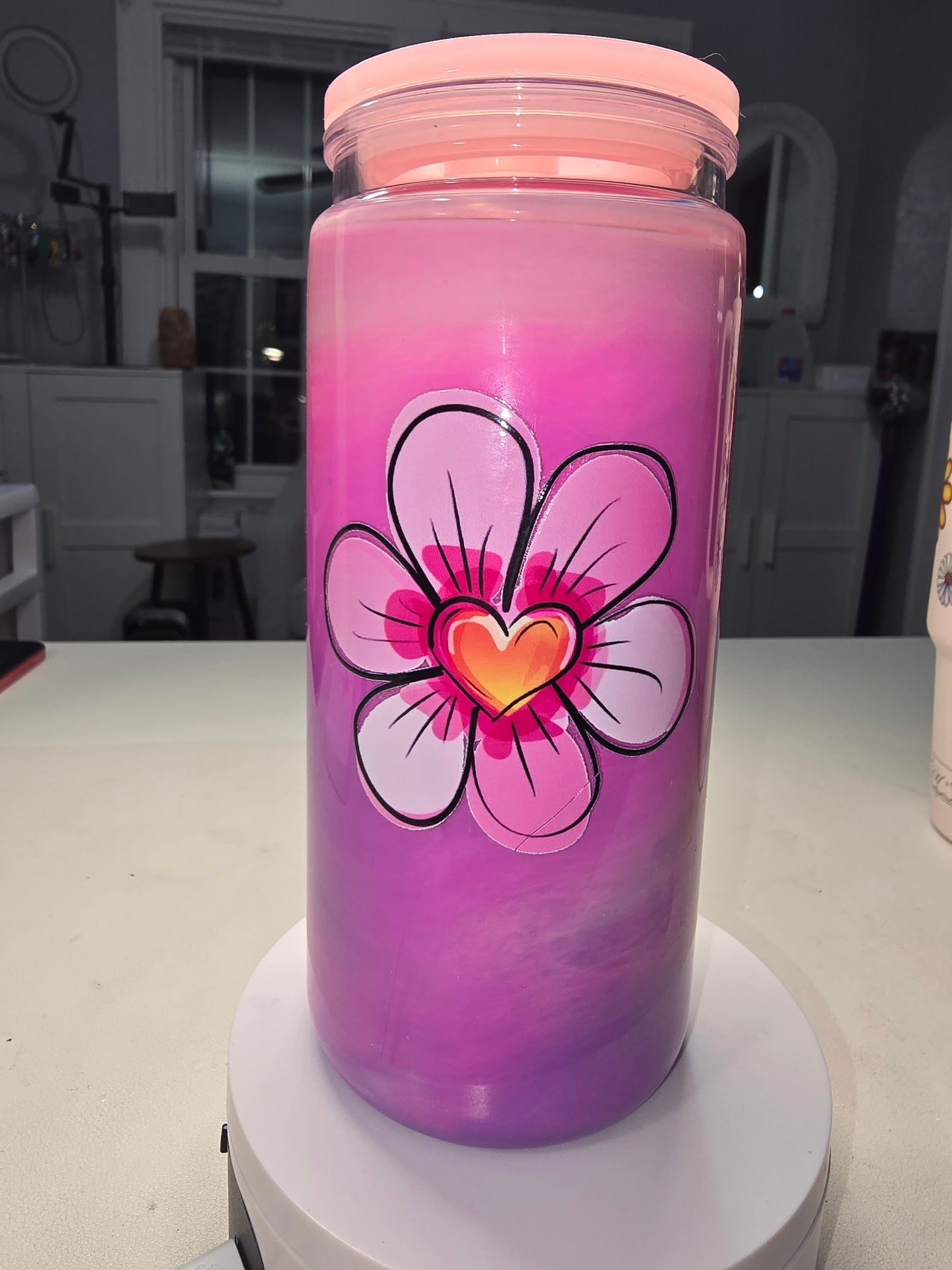 20 oz Acrylic Flowers Pink Paint Cup
